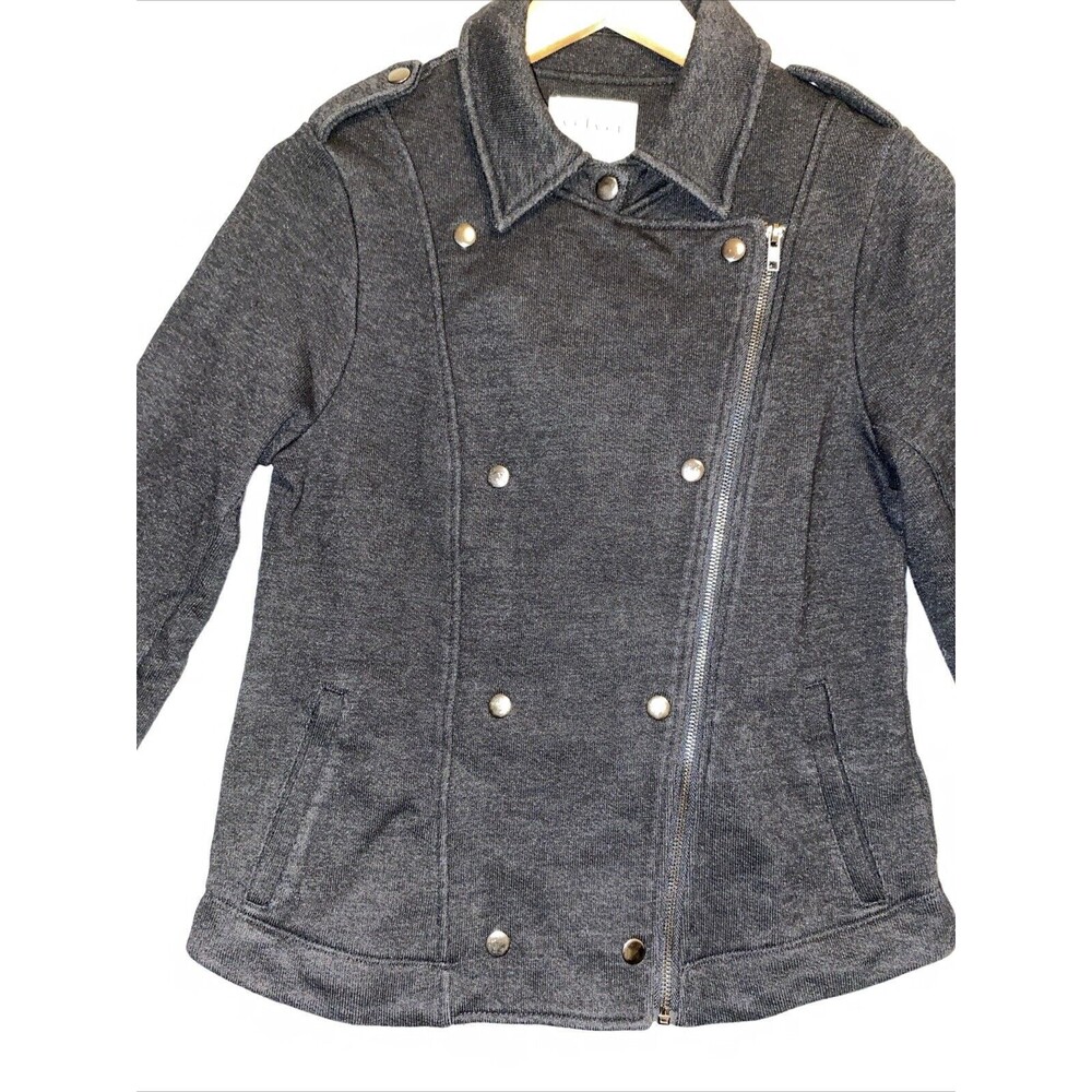 Velvet by Graham &‎ Spencer Jacket Size Small Black Military Moto Style Sweater - Picture 3 of 14